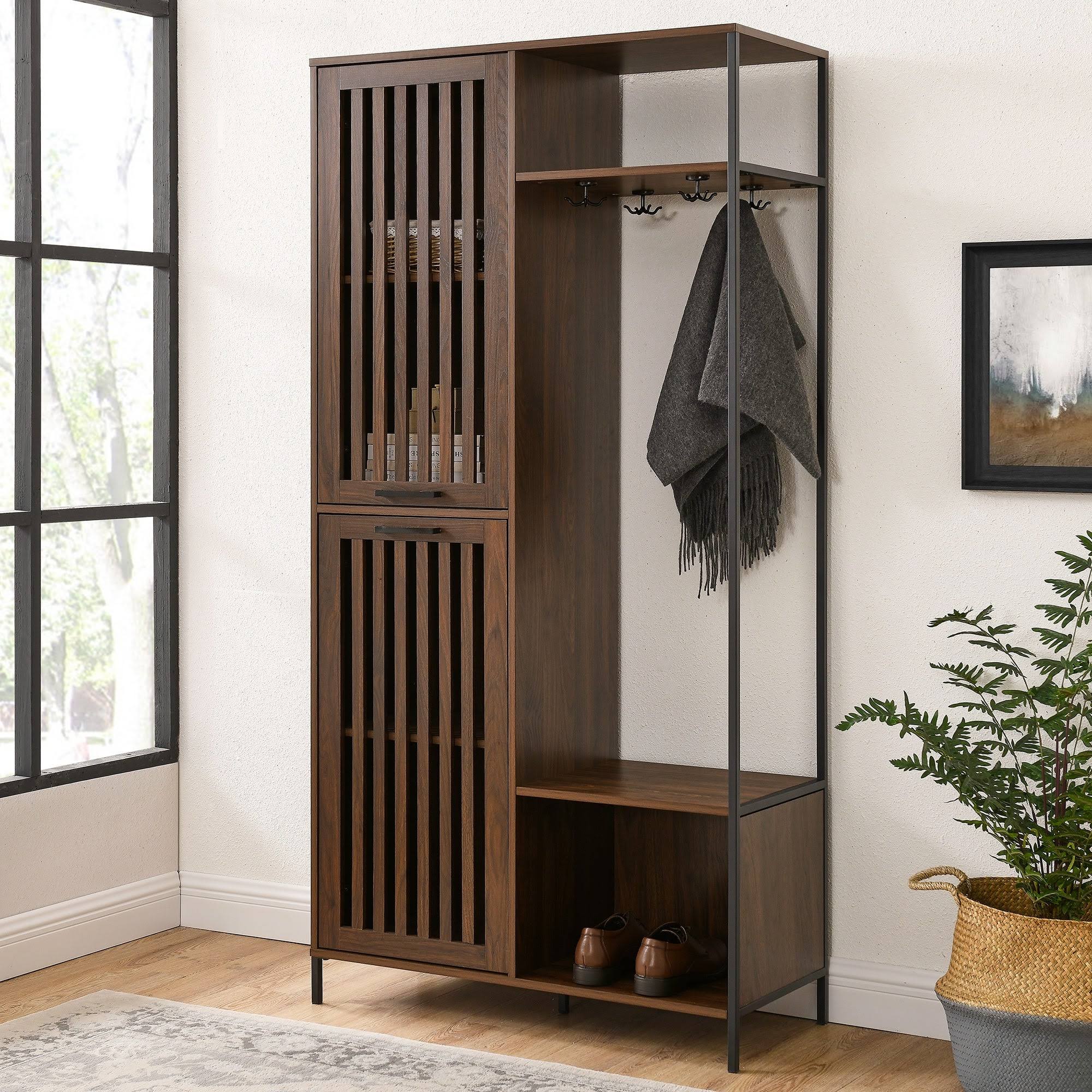 Strick u0026 Bolton 72-Inch Slat Door Hall Tree - Dark Walnut