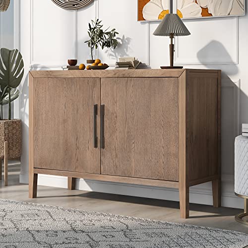 Accent Cabinets Storage Cabinet Sideboard Wooden Cabinet with 2 Metal Handles and 2 Doors for Hallway, Entryway, Living Room Primary Furniture