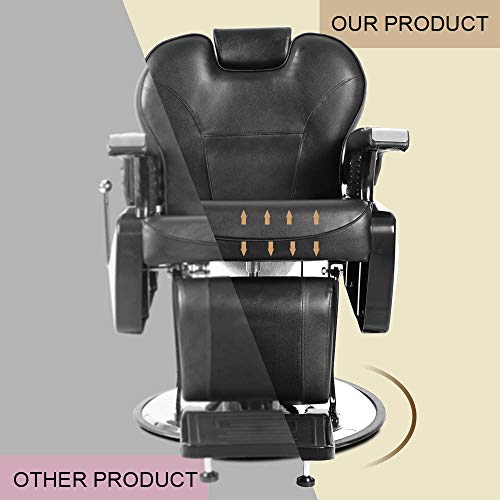 Paddie Black Barber Chair Heavy Duty Reclining Hydraulic Professional for Salon/Barbershop/Hair Stylist
