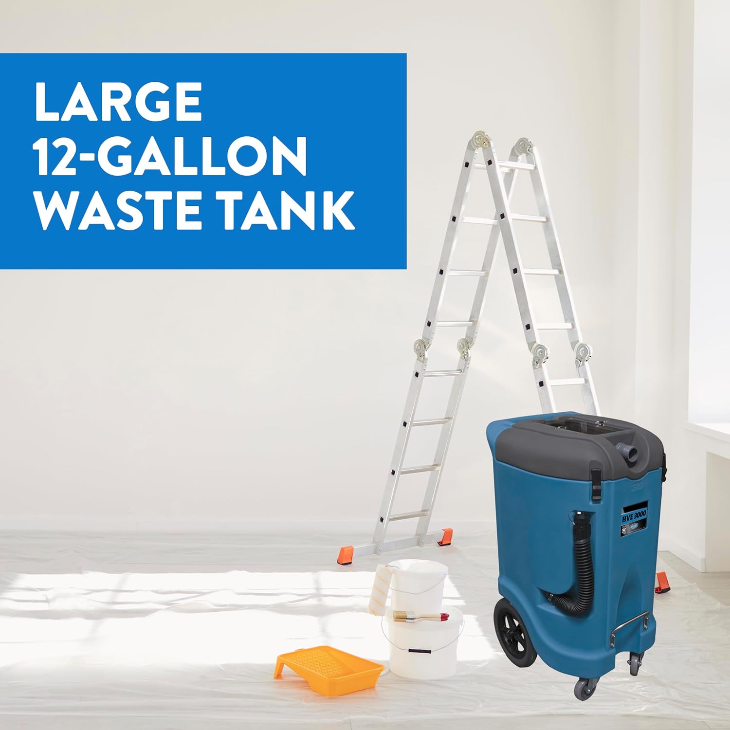 Dri-Eaz HVE 3000 Portable Flood Pumper with Auto Pump-Out and 12-Gallon Tank, Water Extractor (F479), Water Vacuum for Flooding