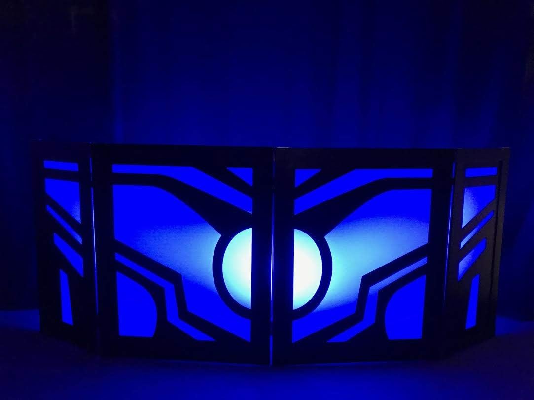 Omni DJ Facade/DJ Booth 4 Panels (2 Lg, 2 Sm) Black Frame with Fabric