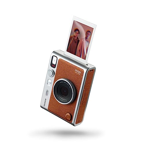 Fujifilm Instax Mini EVO Hybrid Brown Instant Camera | Fuji Instax Mini Twin Pack Instant Film | 32GB microSD | Camera Case - Bundle