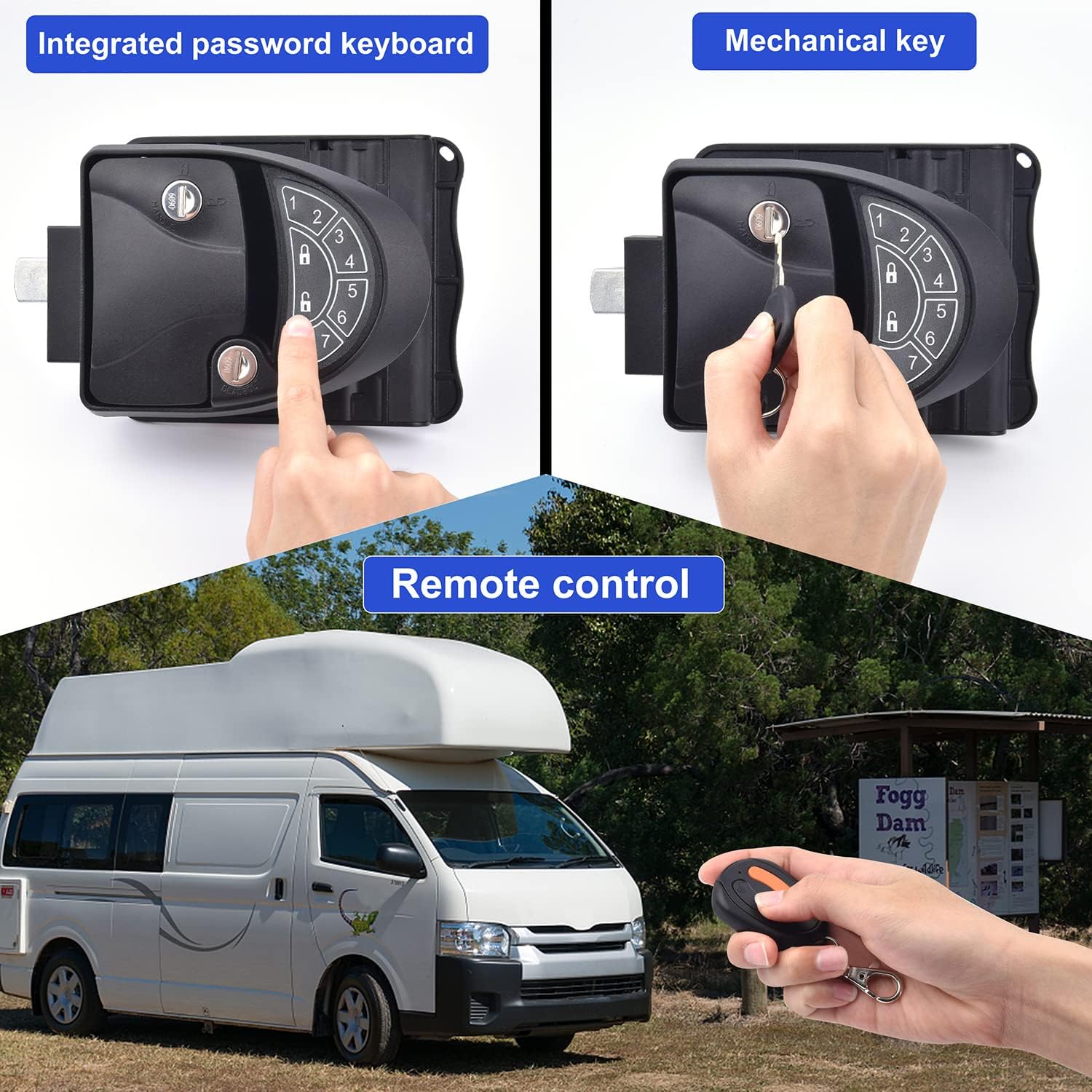 RVLIBRO by RISTOW RV Keyless Entry Door Lock - Waterproof & Shockproof RV Door Lock 2 Key Fobs and Backlit Keypad 100% Metal RV Door Lock with Install Tools for Travel Trailer Camper