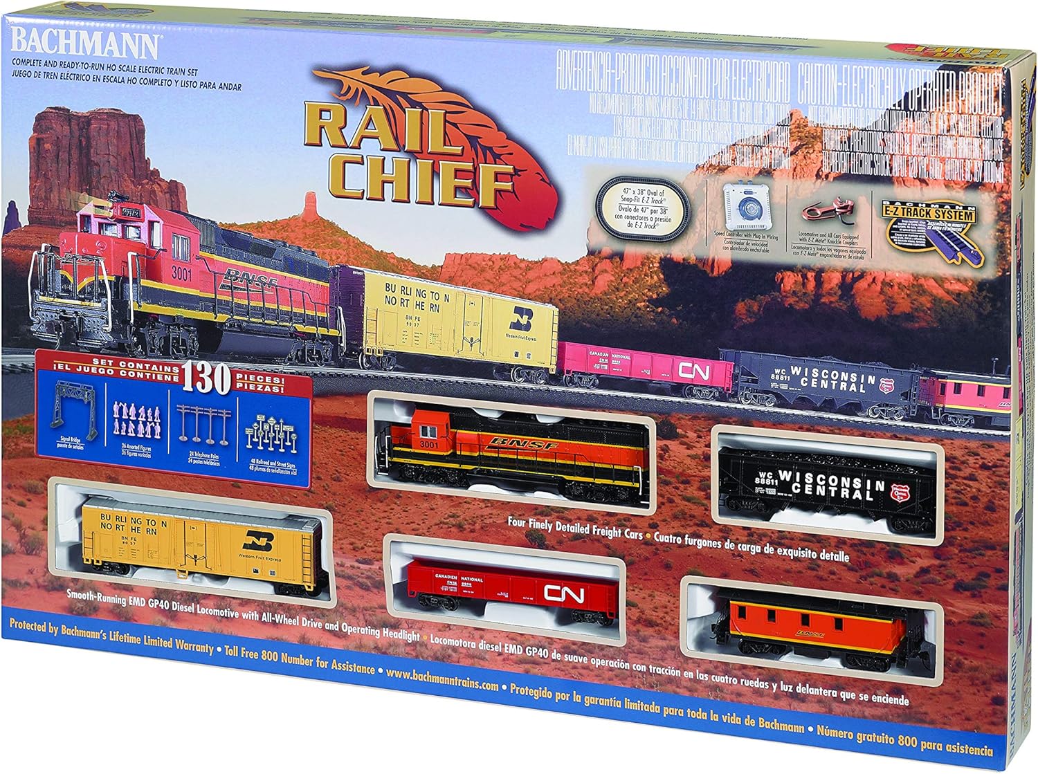 Bachmann Trains - Rail Chief Ready To Run 130 Piece Electric Train Set - HO Scale, Brown/a