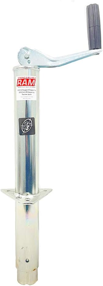 Southwest Wheel 2,000 lbs top Wind RAM Zinc A-Frame Trailer Jack w/Zinc Round Tube Foot Pack of 2