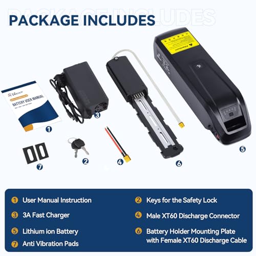 36V 48V 52V Ebike Battery, 15Ah 20Ah Electric Bike Lithium Battery Ebike Battery for 0-1200W Electric Bike with 3A Fast Charger and BMS, LED Battery Indicator, Safety Lock
