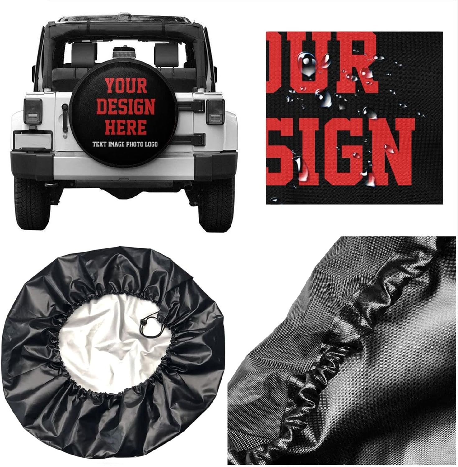 Custom Spare Tire Cover Personalized Wheel Covers with Your Picture Text Name Waterproof Dust-Proof Universal Wheel Tire Protectors Fits Tire for Jeep Trailer RV SUV Camper and Many Vehicle (15 Inch)