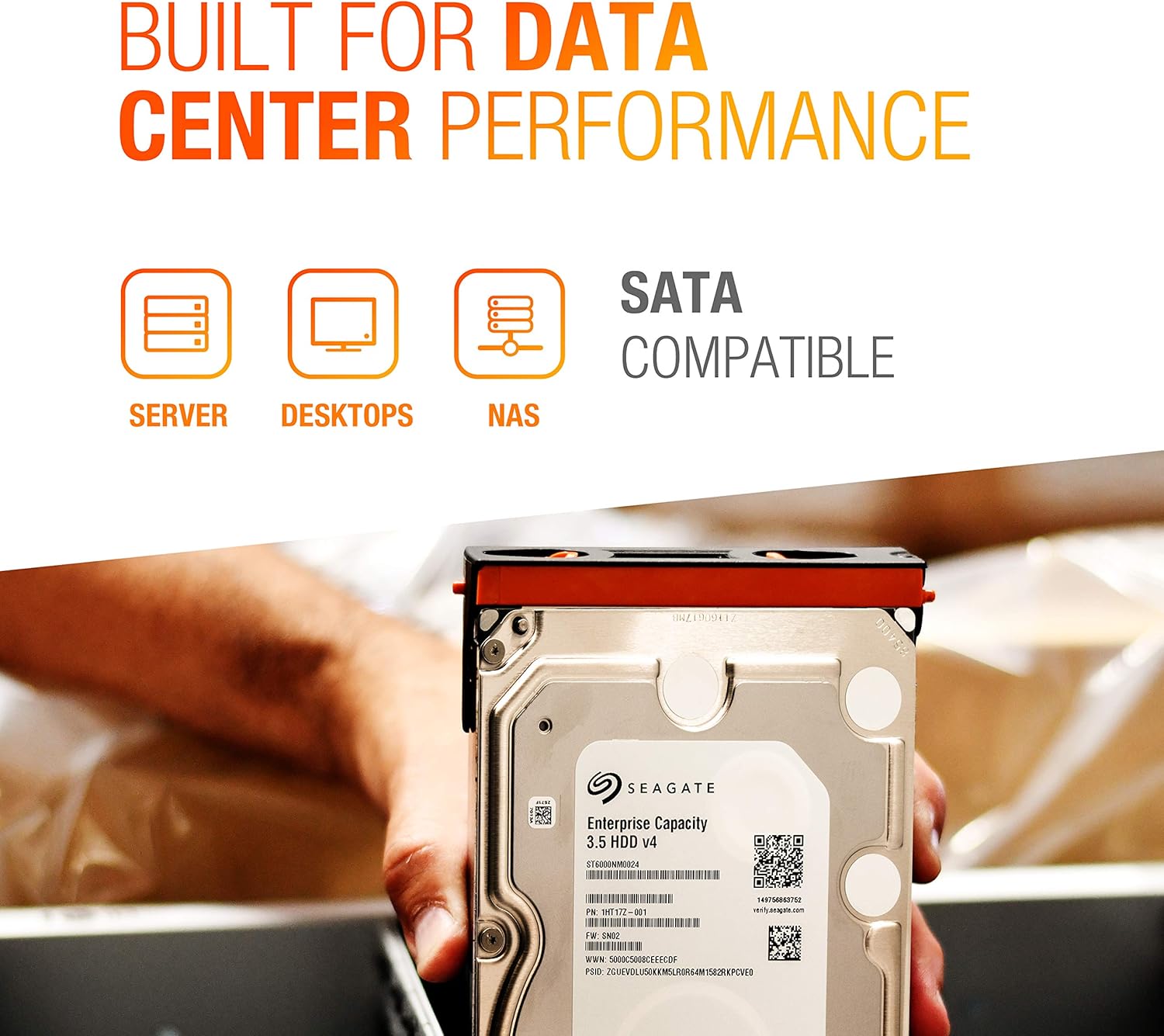 Seagate Enterprise Capacity 3.5 HDD 6TB 7200 RPM 512e SATA 6Gb/s 128MB-Cache 3.5-Inch Hard Disk Drive - ST6000NM0024 (Renewed)