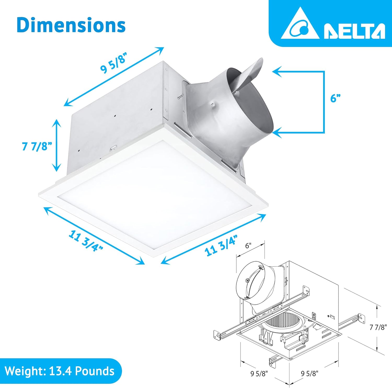 Delta Breez Signature Exhaust Fan Edge-Lit LED Light Energy Efficient Quiet Operation Motor with Adjustable Color Temperature, 80/110 CFM, White