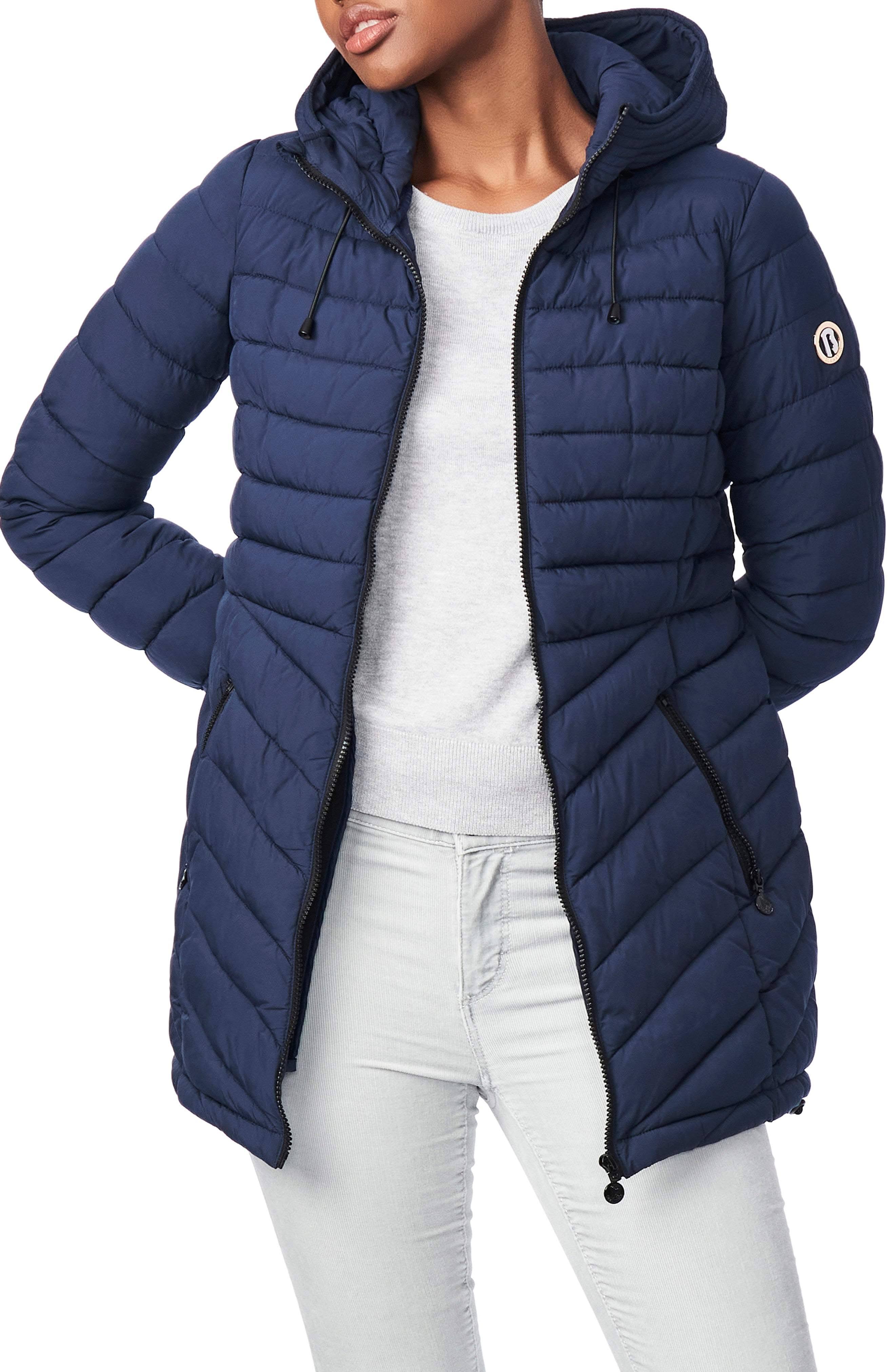 Bernardo EcoPlume Quilted Micro Touch Coat - Black