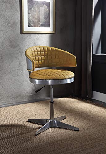 Acme Brancaster Adjustable Chair in Turmeric Top Grain Leather and Chrome