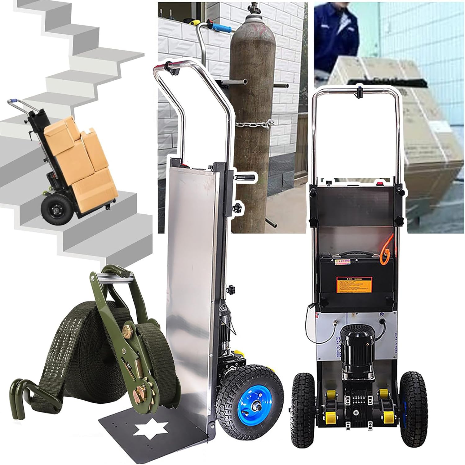 Electric Stair Climber, Heavy Object Sack Truck, Load Capacity, Removable Battery, with Telescoping Handle, for Mobile Home Appliance Construction