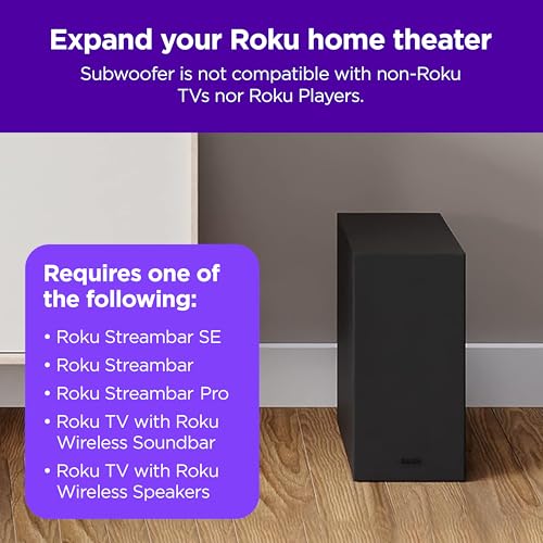 Roku Wireless Bass, Slim Subwoofer Streambar, Streambar Pro Wireless Speakers