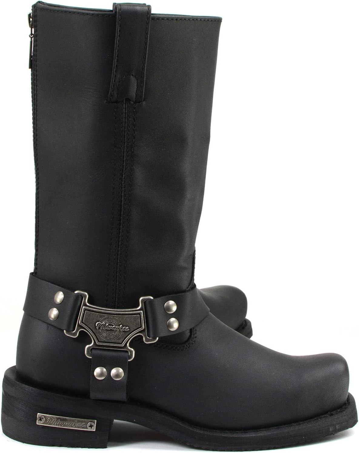 Milwaukee Motorcycle Clothing Company MB410EEE Men's EEE Wide Black Classic Harness Motorcycle Leather Boots - 11 EEE