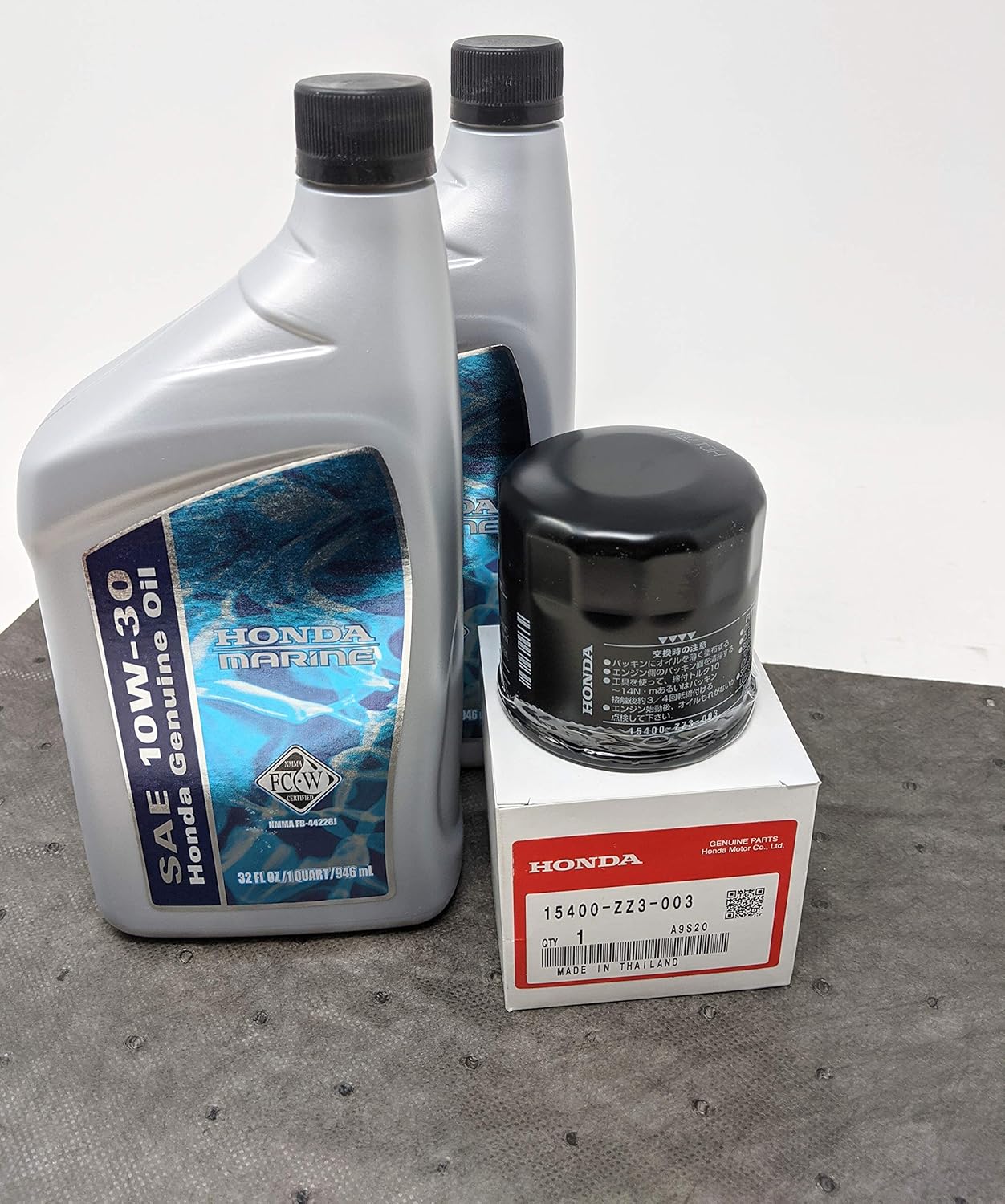 Honda Marine Oil Change Kit w/Oil pad and 2-Quarts 10W-30 Oil and Filter Pack of 2