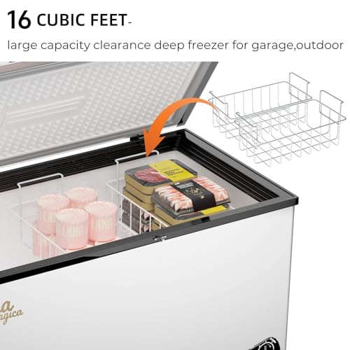 Bodacious 10 Cu Ft Deep Freezer - Chest Freezer with Removable Basket and Adjustable Thermostat - Top Open Door Compact Freezer Energy Saving Quiet for Garage, Kitchen, Office, Bar