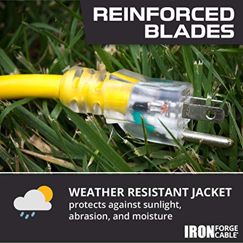 Lighted Outdoor Extension Cords - 12/3 SJTW Heavy Duty Yellow Extension Cords - 5 Lengths to Choose from!