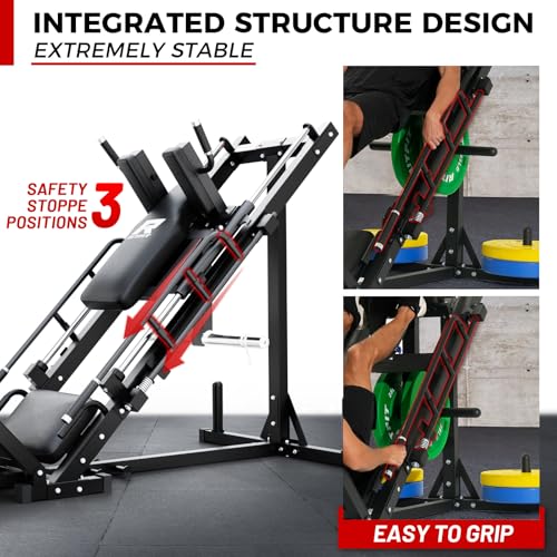 RitFit Leg Press Hack Squat Machine, Professional Adjustable Leg Press Machine for Home Gym with Linear Bearing, Specialty Hack Squat Machine for Full Lower Body Workout with Weight Storage Posts
