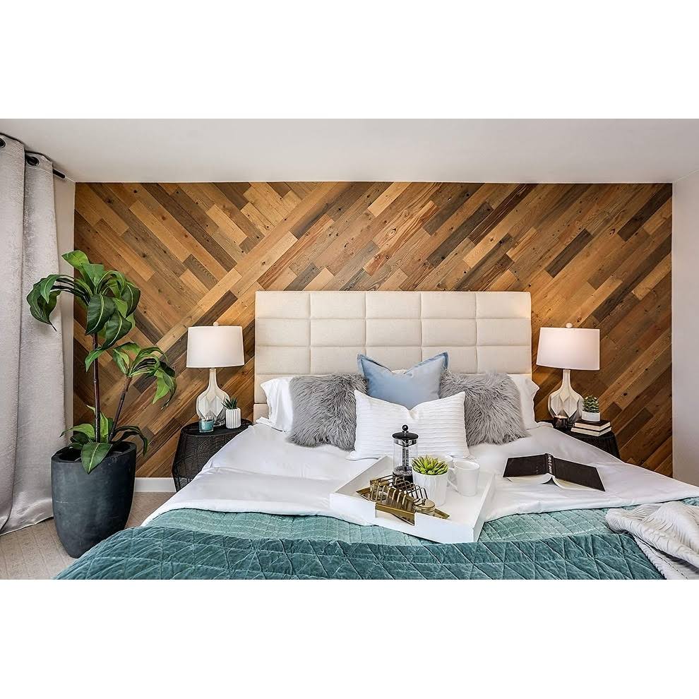 Timberchic Reclaimed Wooden Wall Planks - Peel and Stick Application (Sandy Beach) - 40 Sq. ft. - 5x22 Width