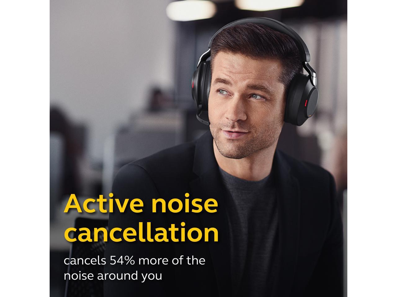 Jabra Evolve2 85 Link380c MS Stereo - Black Wireless Headset / Music Headphones (Microsoft Teams, USB Type-C, Noise-Canceling)