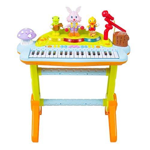 BestChoiceproducts Kids Musical Electronic Keyboard Piano Organ Microphone, Stool, Teaching Light Up Keys