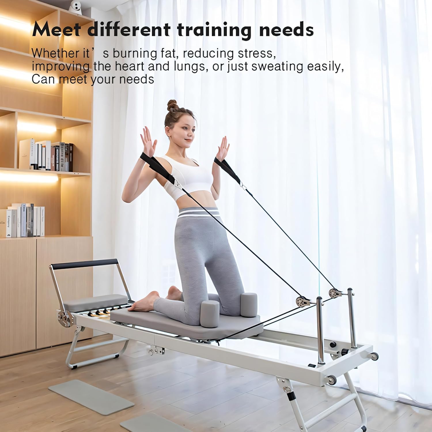 Foldable Pilates Reformer, Pilates Machine & Equipment for Home Use and Gym Workout, Suitable for Beginners and Intermediate Users