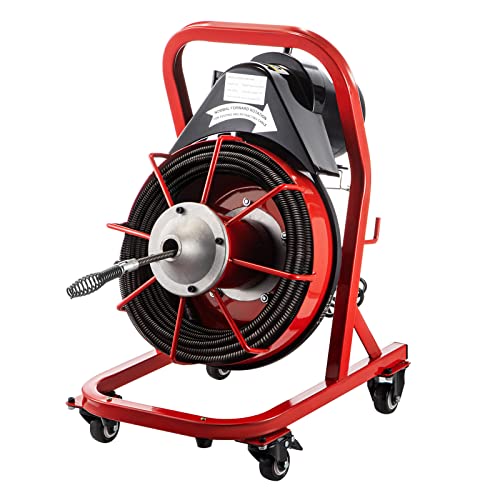 VEVOR Electric Drain Auger, 75' x 3/8", 250W Drain Cleaner Machine Fit 2''- 4'' Pipes, Hair Catcher for Kitchen Sink, Bathroom Tub, Toilet Clogged, Drains Dredge, Foliose Sewers