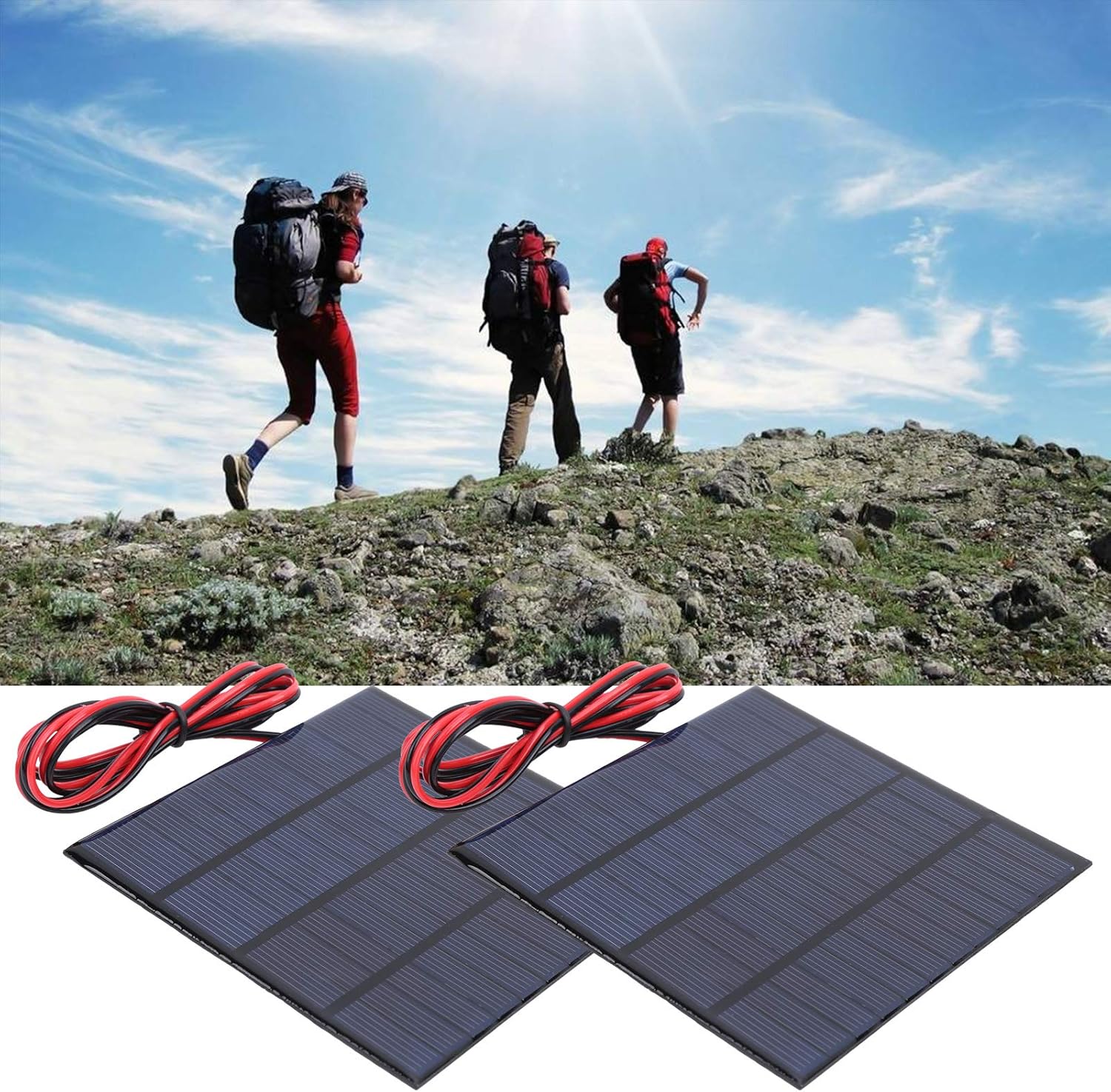 2Pcs DC 12V 150mA Solar Panel Mini Solar Battery Module with 1m Cable DIY Polysilicon Solar Epoxy Cell Charger