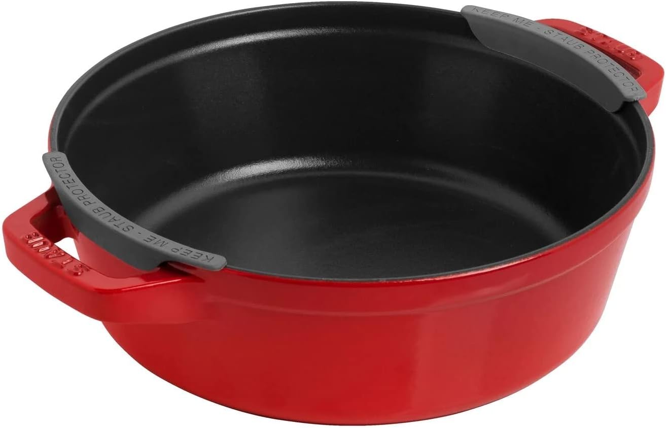 STAUB La Cocotte 3-Piece Round Cast Iron Saucepan Set Cherry Red