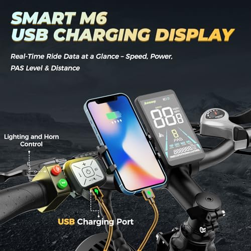 M1 Pro Electric Bike, 1800W Peak Motor Electric Bike for Adults, 48V 17.5Ah, 26'' x 4.0'' Fat Tire Electric Mountain Bike, Ebike with 85 Miles, 36MPH, 7 Speed 110Nm and Dual Suspension