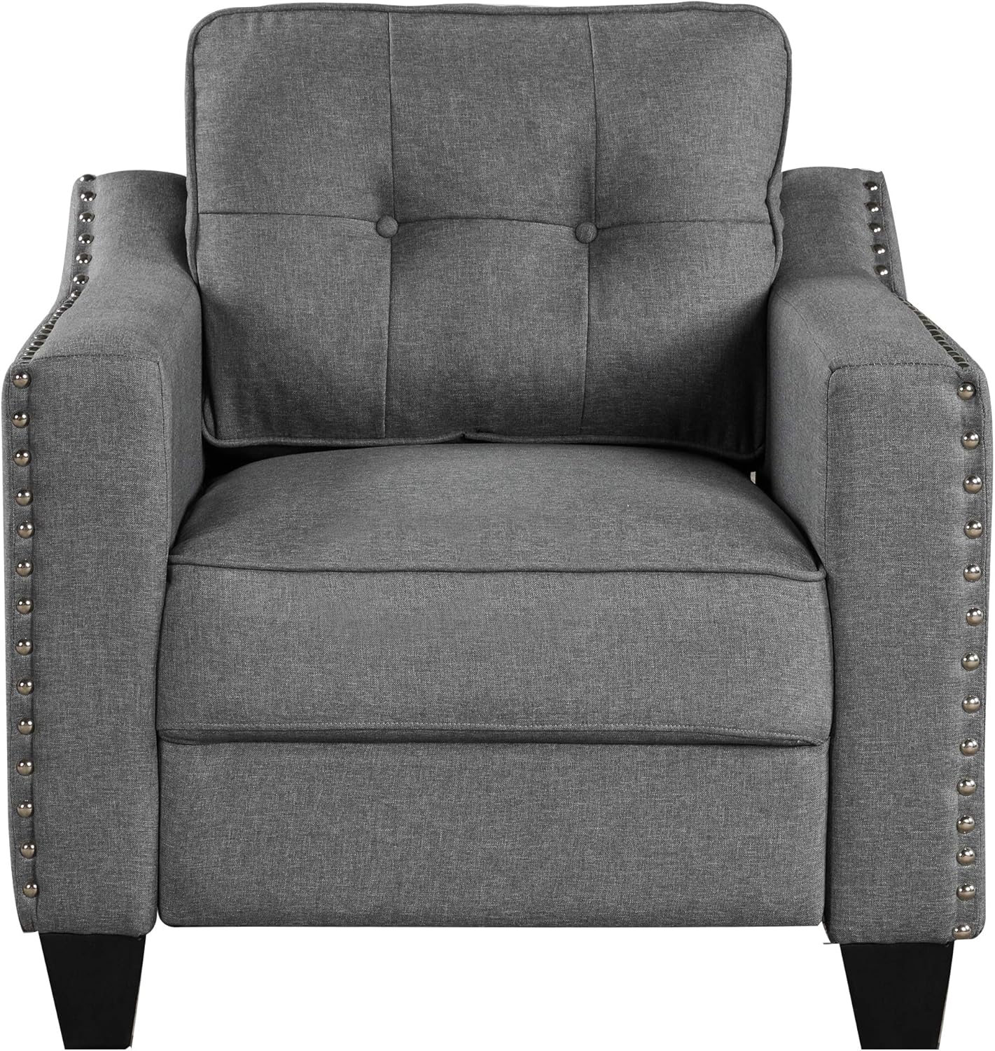 FANYE 3 Pieces Living Room Furniture Sets Include, Loveseat and Armchair, Linen Fabric Upholstered Sectional Classical Rivets Decor and Tufted Back Cushions, Retro Gray Sofa & Couch, 77.2"