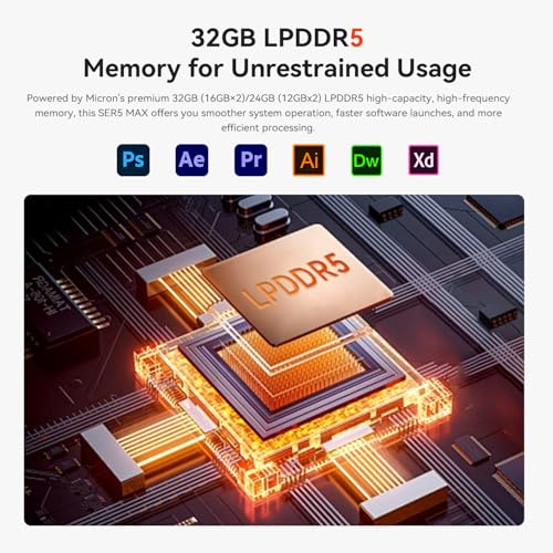 Beelink Mini PC SER5 with AMD Ryzen 5 5500U Mini Computer(6C/12T, up to 4.0GHz), 32GB DDR4 500GB NVMe SSD, Desktop PC 4K HD Dual Display HDMI/DP1.4/WiFi 6/Bluetooth 5.2/2.5Gbps Ethernet