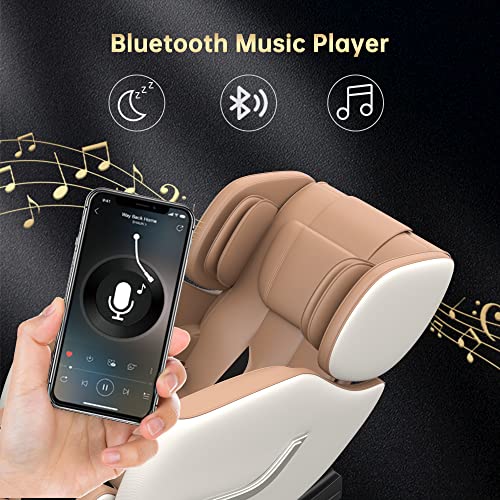 2024 Massage Chair, Full Body Zero Gravity Massage Chair with Auto Modes, 8 Fix Point Rollers, Bluetooth, Foot Massage, Heating Function, Brown