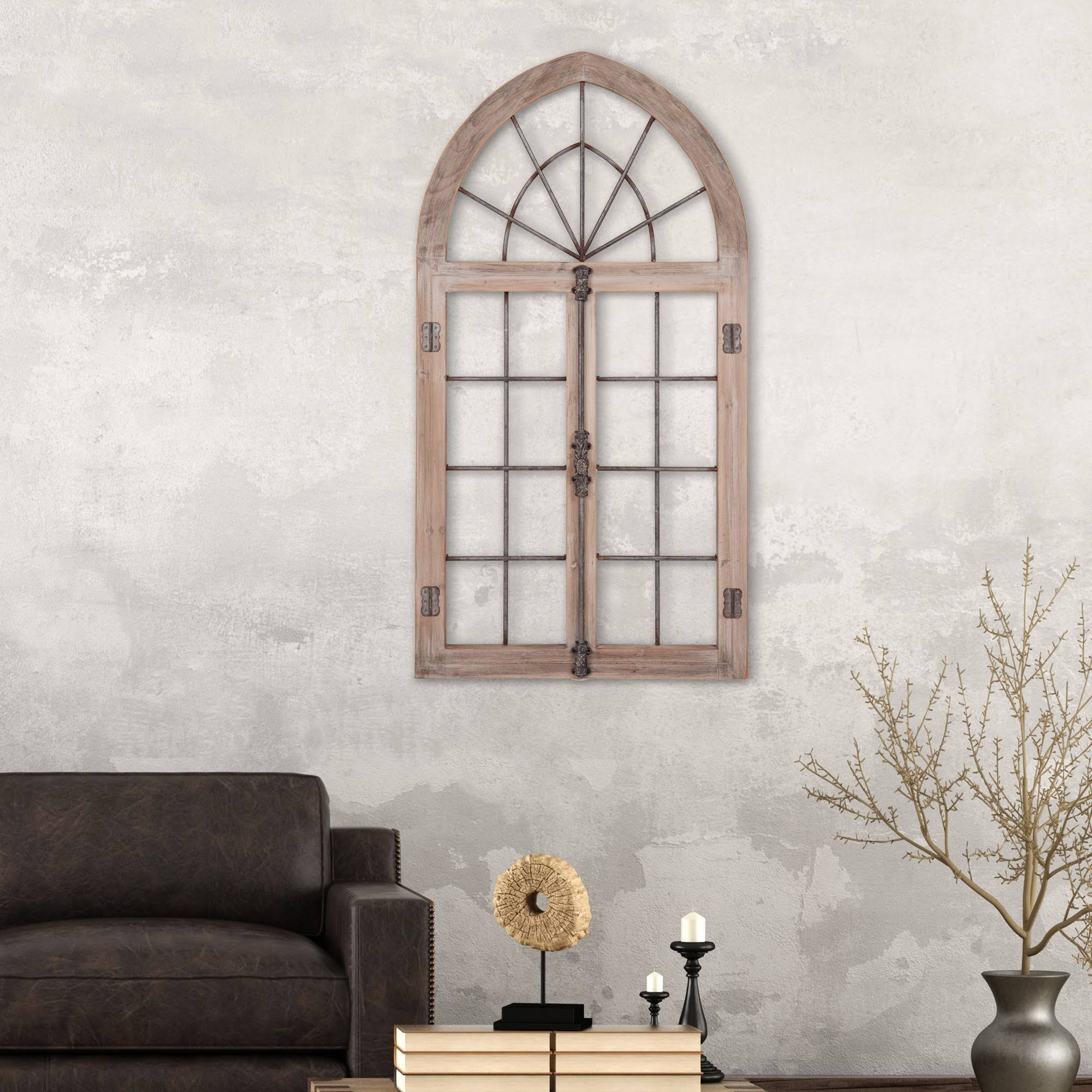 Patton Arched Cathedral Window Frame Wall Décor - Distressed Gray