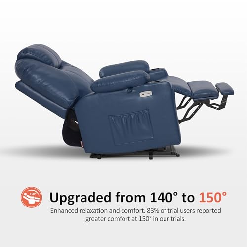 MCombo Power Lift Recliner Chair for Elderly, Lift Chair with Heat and Massage, FSC Certified, USB Ports, Cup Holders, Faux Leather 7040 (Black, Medium)