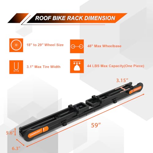TOOENJOY Folding Hitch Bike Rack, Heavy Duty Bicycle Carrier Platform with Single Load Arm and Tier Strap, Fits 2" Hitch Receiver for SUV Pickup Truck, 2-Bike Capacity