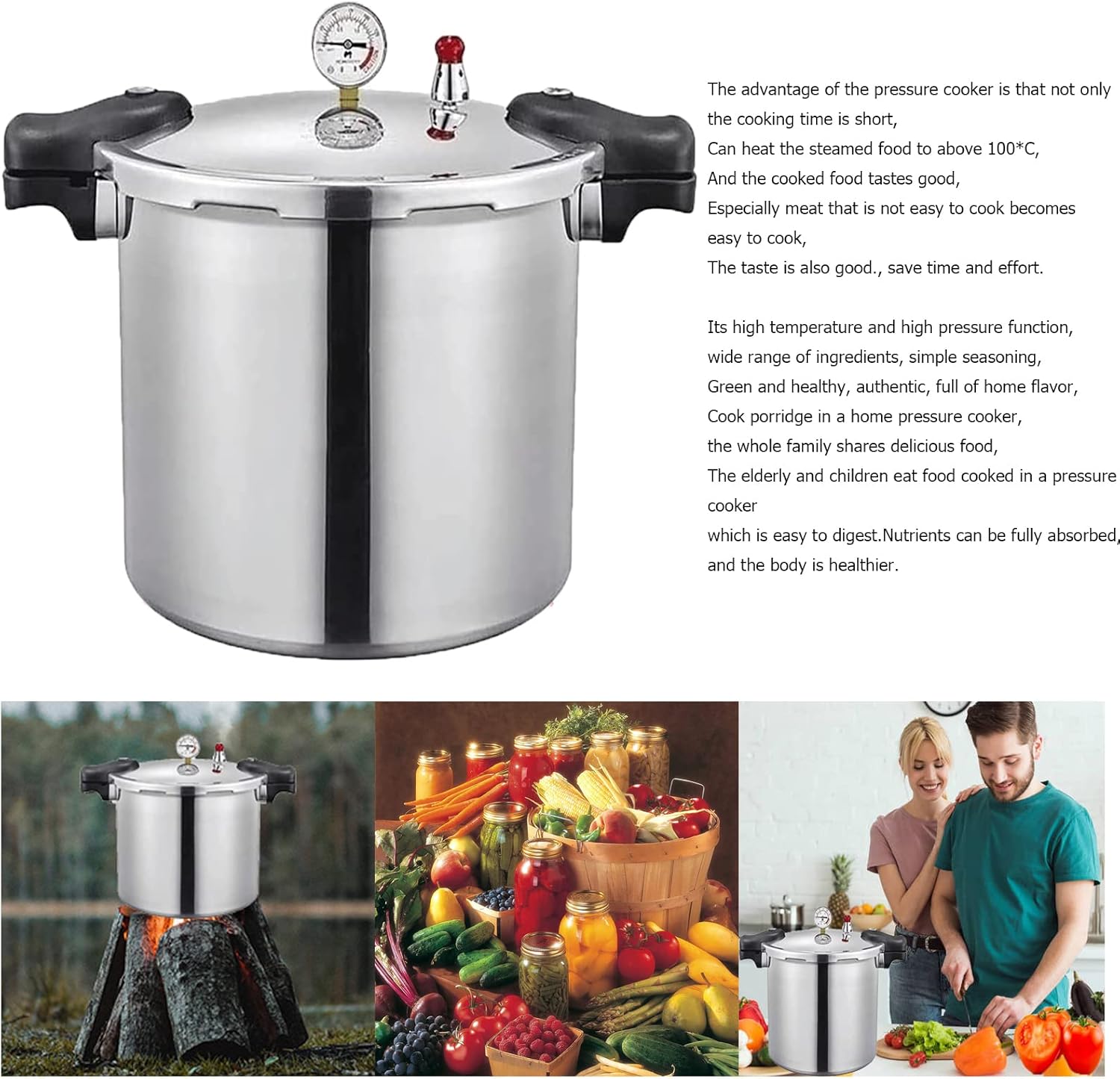 25 Quart Pressure Canner Cooker & Induction Compatible Built-in luxury digital pressure gauge With 1 steaming tray & Pressure release 13 PSI (+/- 5 Percent) Delivery from US
