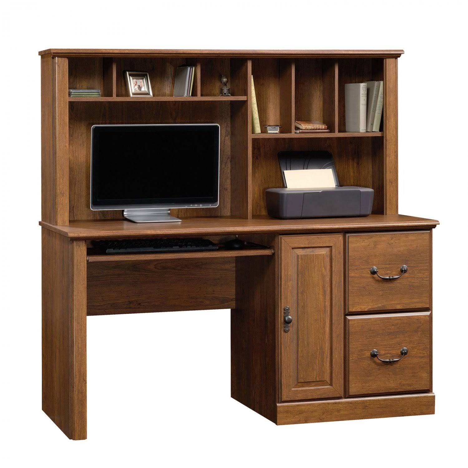 Sauder Orchard Hills Computer Desk with Hutch | Milled Cherry