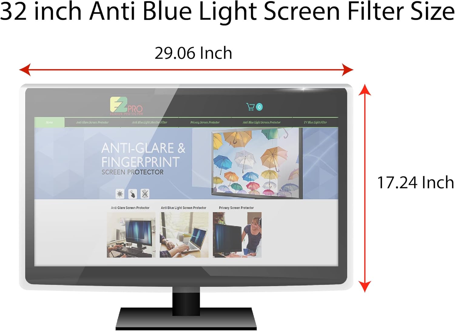 Anti Blue Light Screen Filter for 31 and 32 Inches Widescreen Computer Monitor, Blocks Excessive Harmful Blue Light, Reduce Eye Fatigue and Eye Strain Pack of 2