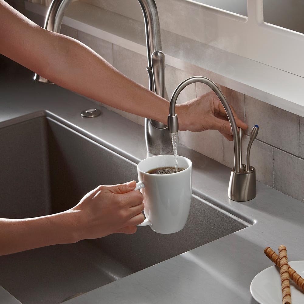 InSinkErator Contemporary Instant Hot and Cold Water Dispenser Faucet, Satin Nickel, F-HC1100SN