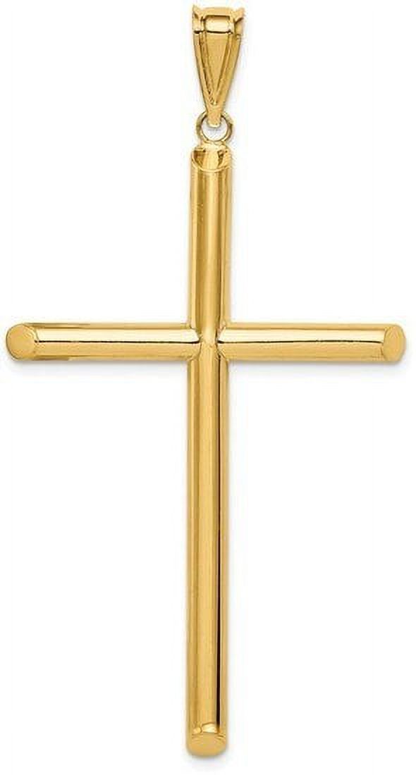 14k Yellow Gold Polished Tube Cross Pendant K6192
