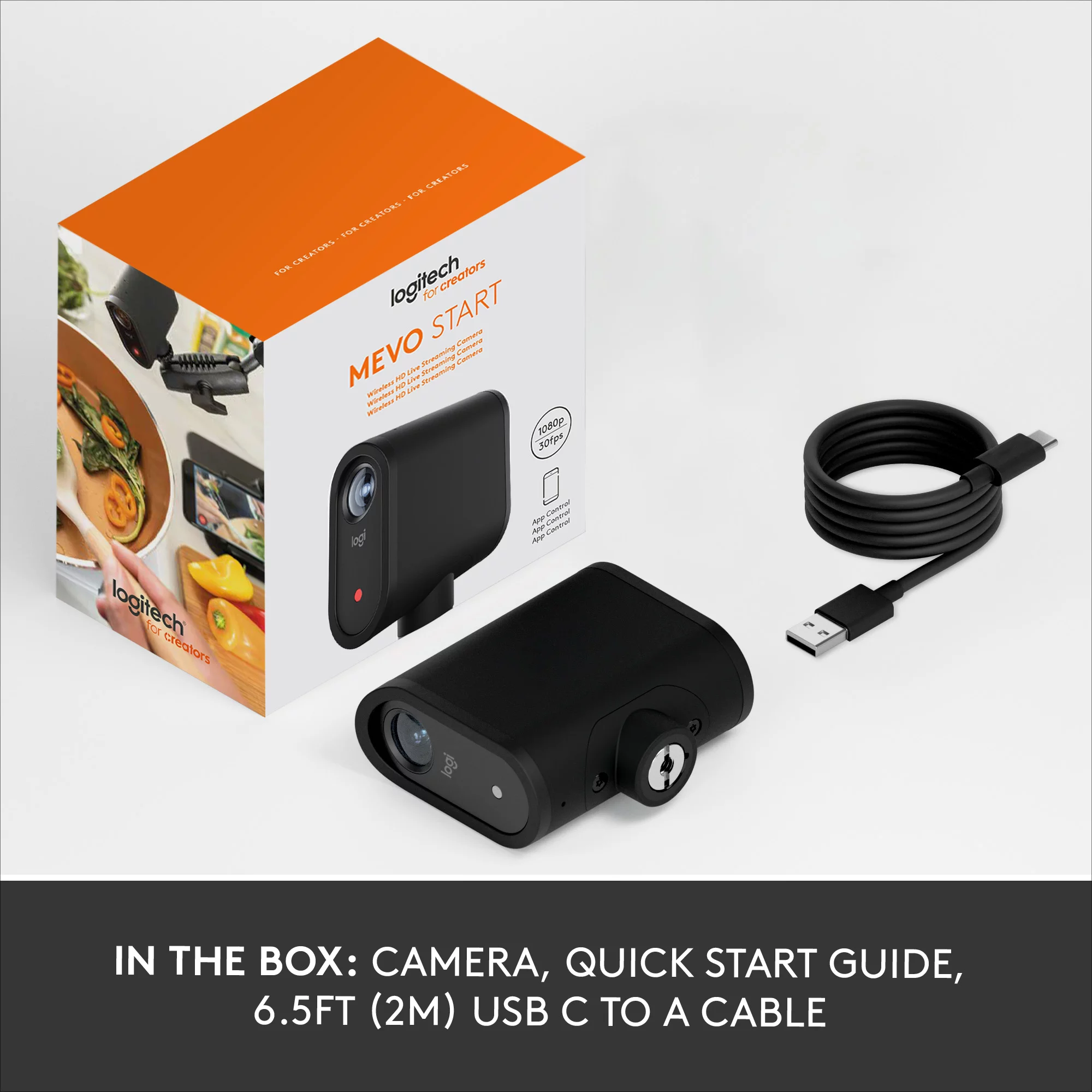 Logitech Mevo Start, Wireless Live Streaming Camera, 1080p HD Video Quality, Intelligent App Control, Stream via LTE or Wi-Fi - Black