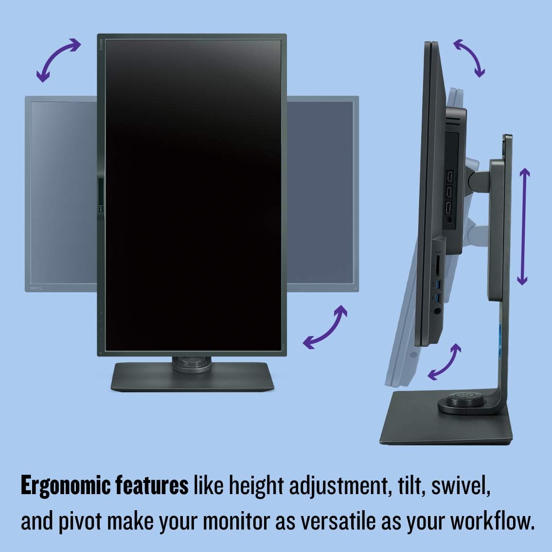 BenQ PD2705U 27 inch 4K UHD IPS Monitor USB-C, 99% sRGB and Rec.709, HDR10, Ergonomic Design, Eye-Care, Built-in Speakers