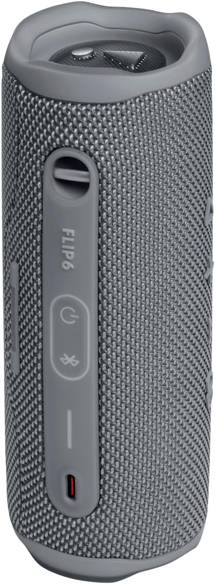 JBL Flip 6 Portable Bluetooth Speaker Bundle - Grey and Blue, Powerful Sound, IPX7 Waterproof, 12 Hours Playtime