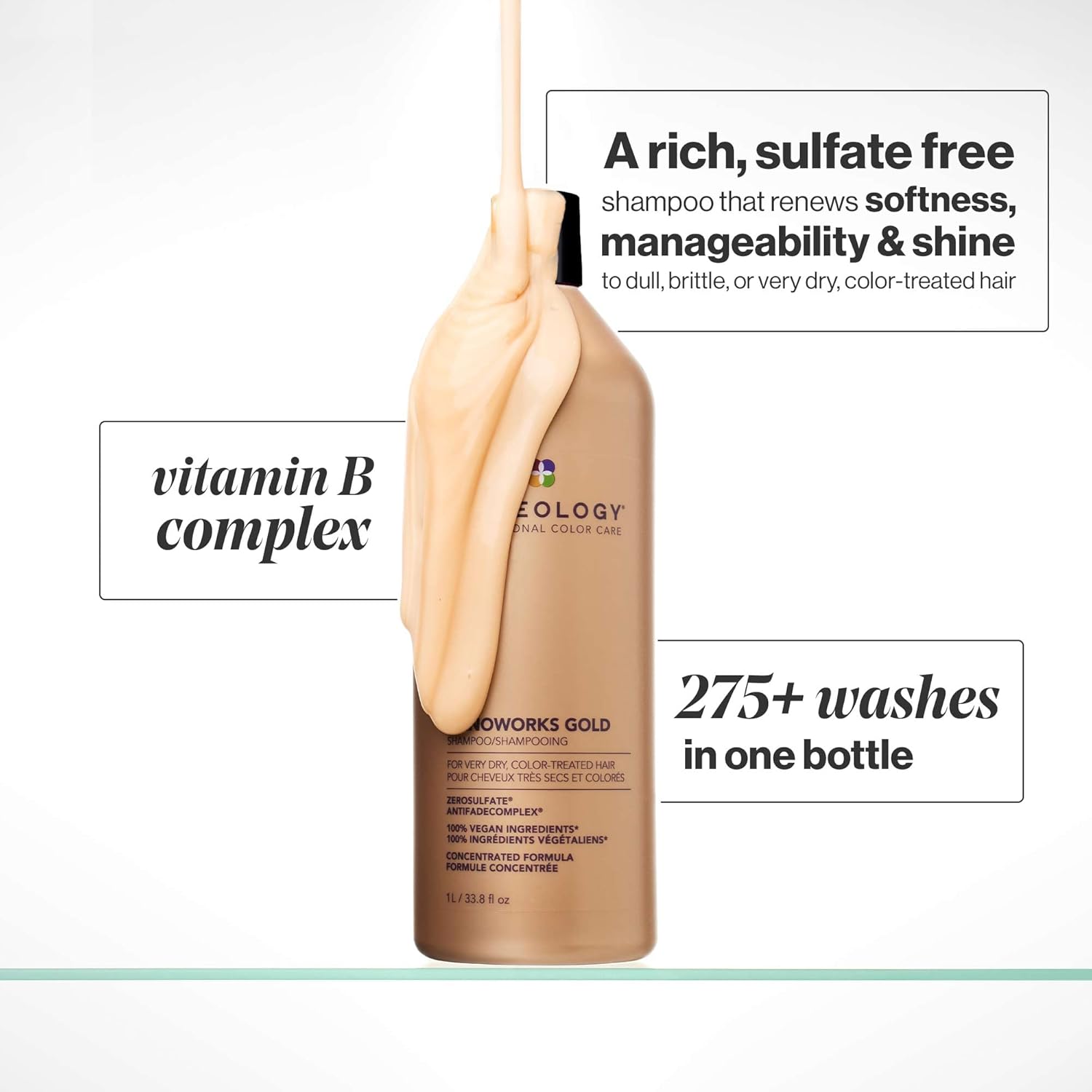 Pureology Nanoworks Gold Shampoo & Conditioner Bundle | For Very Dry, Color-Treated Hair | Sulfate-Free | Vegan | Updated Packaging | 33.8 Fl. Oz.