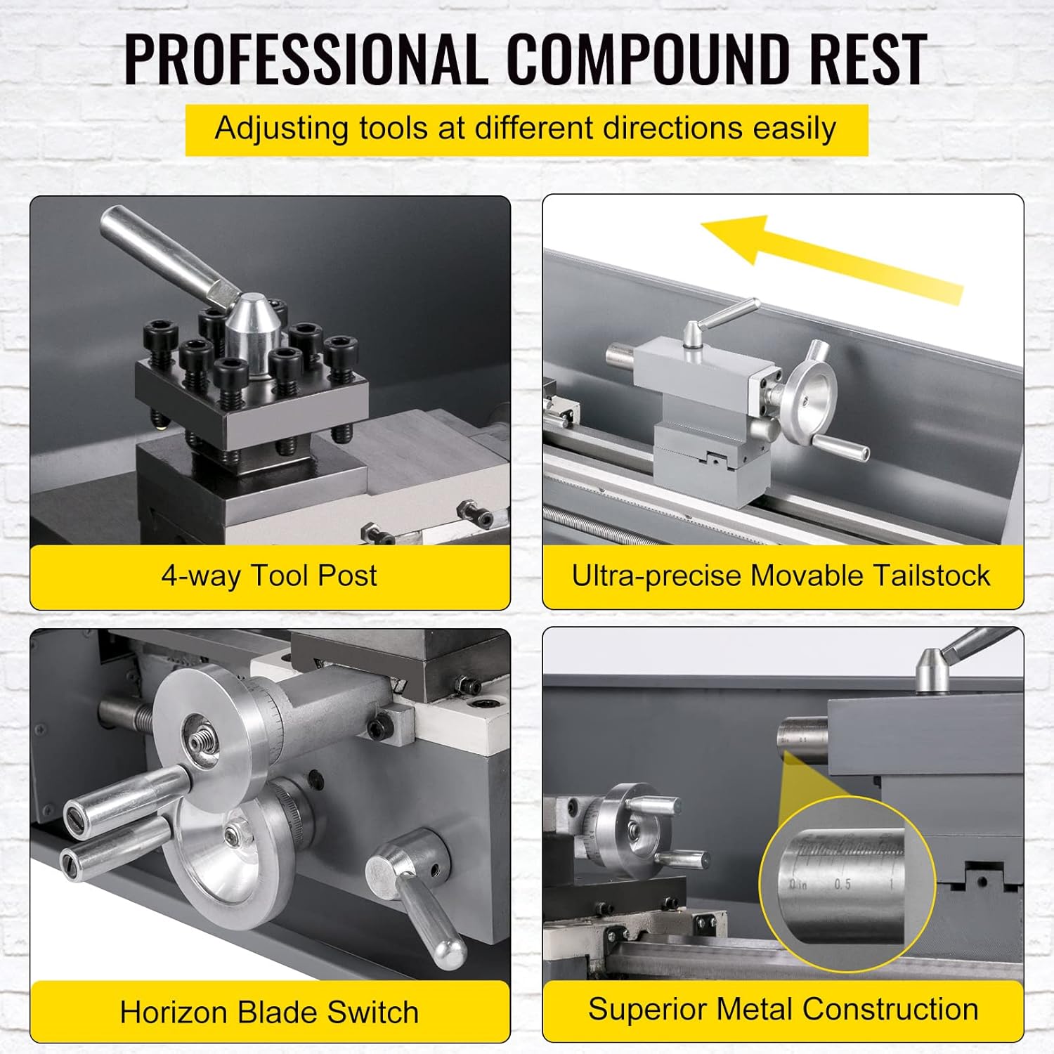 BestEquip Metal Lathe 8.7 x 23.6 Inch/220 x 600MM Mini Metal Lathe 1.1KW Infinitely Variable Speed Mini Lathe Machine LED Screen for Counter Face Turning Driling