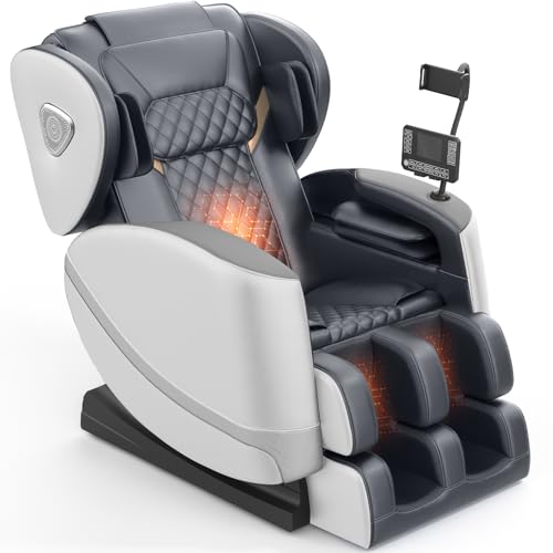 2025 Massage Chair Full Body, Zero Gravity Massage Chair with 10 Fix Rollers, Heating, Foot Massage, Auto Modes, Bluetooth Speaker, Touch Screen Controller (Black & Brown)