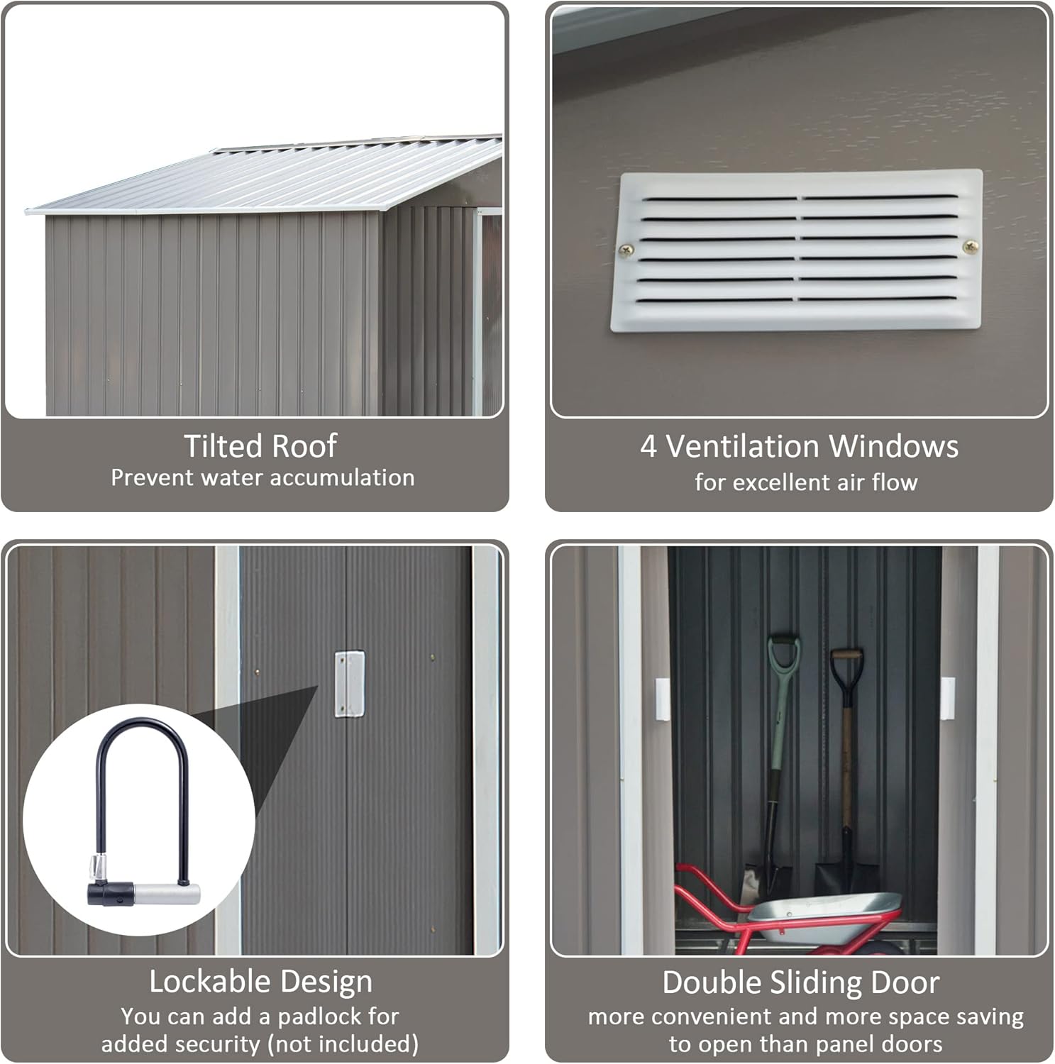 Outsunny 9' x 6' Outdoor Backyard Metal Garden Utility Storage Shed - Gray/White