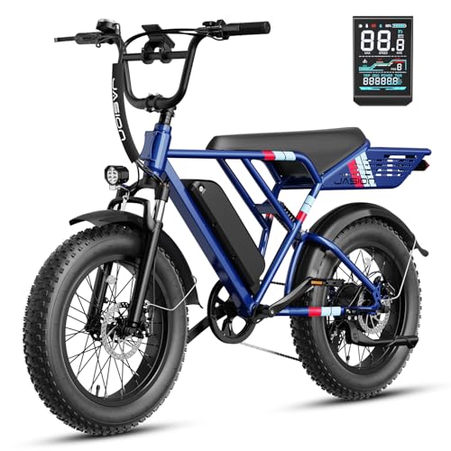 Jasion RetroVolt Electric Bike for Adults,【1500W Peak Motor & 30MPH & 70Miles】 Electric Dirt Bike,Dual Suspension Ebikes for Adults, 20" Fat Tire Ebike with 48V 13Ah Battery, UL 2849 Tested