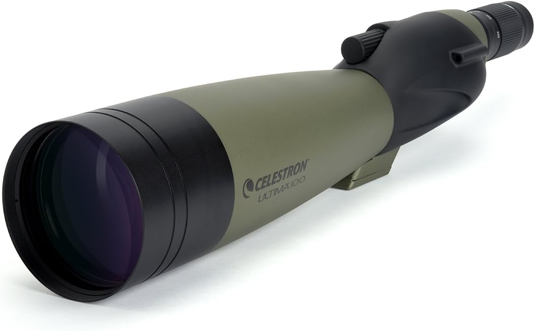 Celestron – Ultima 100 Angled Spotting Scope – 22 to 66x100mm Zoom Eyepiece – Multi-Coated Optics for Bird Watching, Wildlife, Scenery and Hunting – Waterproof & Fogproof– Includes Soft Carrying Case
